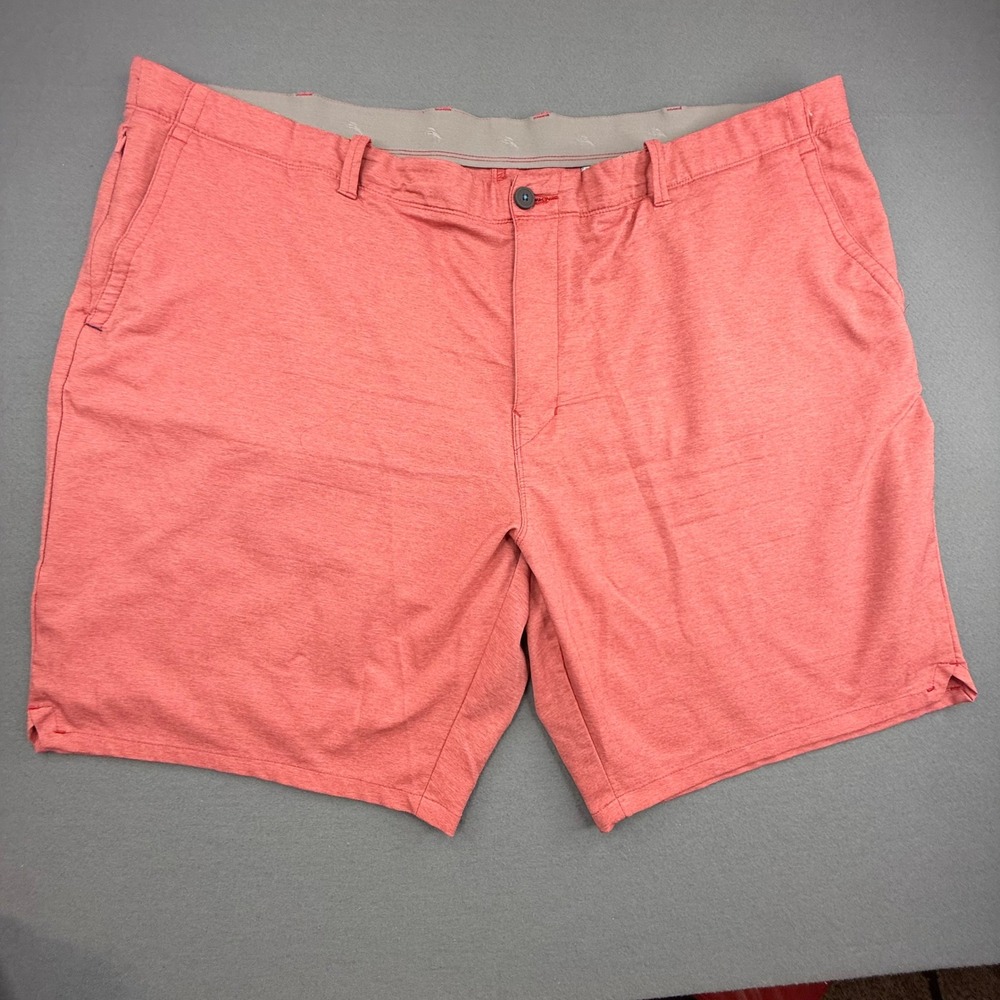Tommy Bahama Boracay Shorts Mens 48 Coral Red Heathered Flat‎ Front Chino